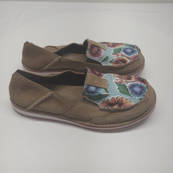 Ariat Womens Tan Suede Floral Slip On Loafer Shoes Size 8.5B - Picture 4 of 11
